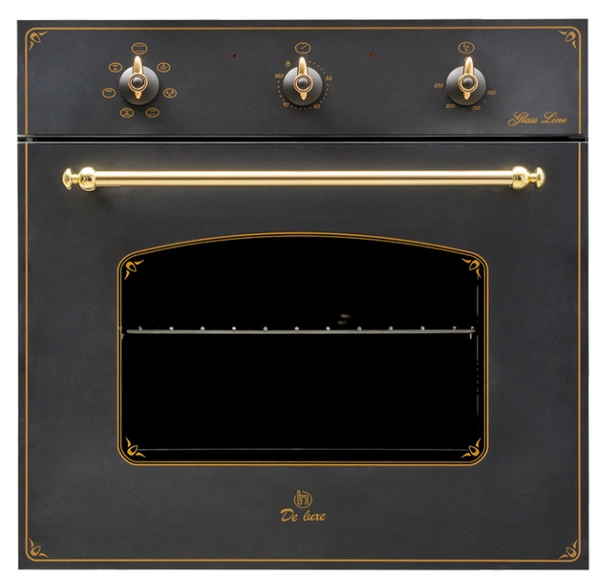 Электрический духовой шкаф DE LUXE 6006.03-061(черное,ручки золото)